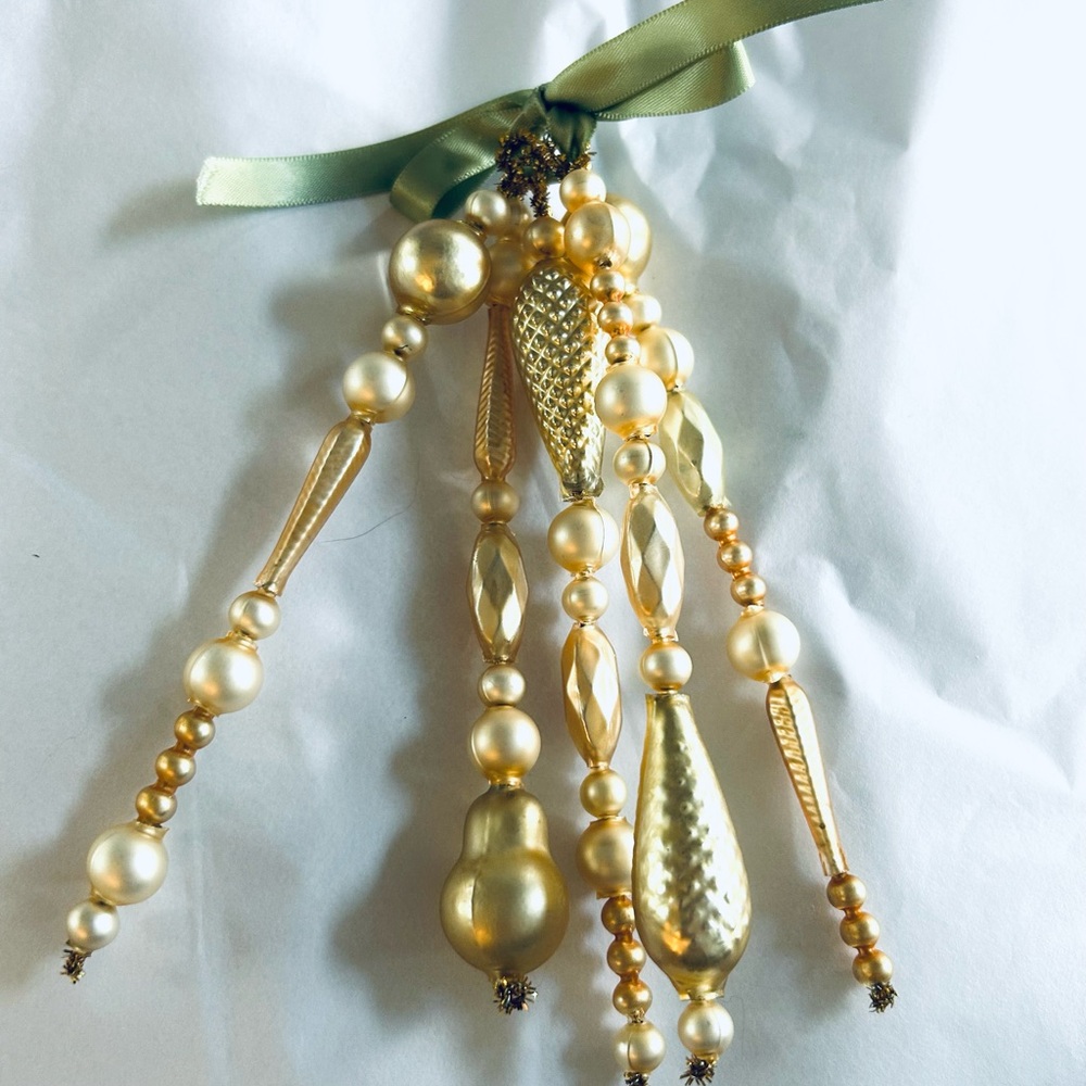 Vintage repurposed, garland bead, icicle holiday Christmas ornaments